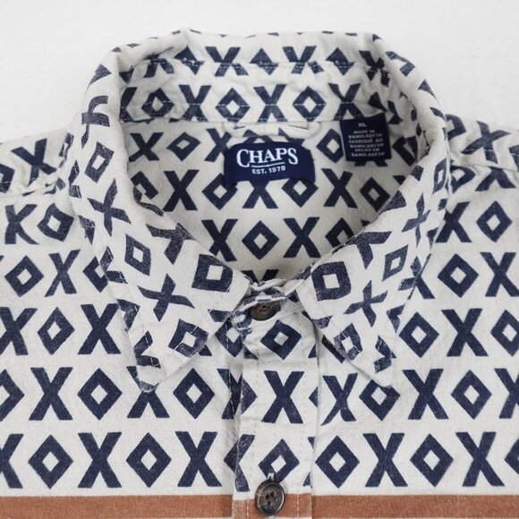 CHAPS Brushed Cotton Moose Shirt Men's XL Thick Chamois Collared Button Up - Picture 2 of 12